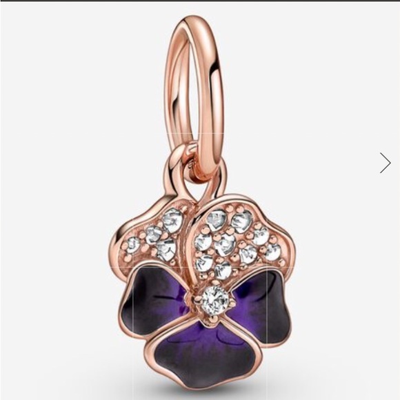 💜💜VIBRANT AND BEAUTIFUL DEEP PURPLE PANSY FLOWER DANGLE CHARM💜💜 - Picture 8 of 8